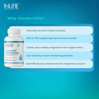 INLIFE Marine Magnesium Supplement 1060mg | Aquamin Mg Naturally Sourced from Red Algae with Zinc Gluconate | Multi-Mineral Complex | Supports Muscle Function, Energy, Metabolism & Daily Wellness | 60 Vegetarian Capsules (60)