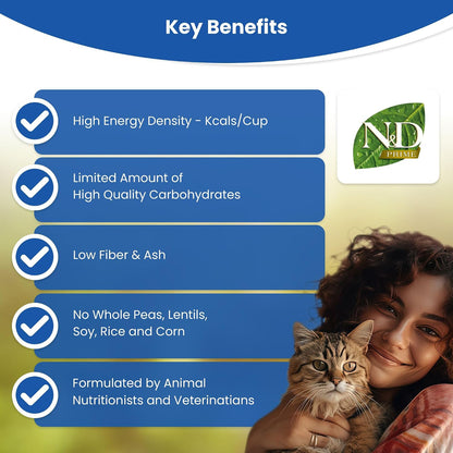 Farmina N&D Prime Adult Cat Food | Grain-Free | Lamb & Blueberry Protein Source|Low Glycemic | Complete Nutrition | 0.3kg