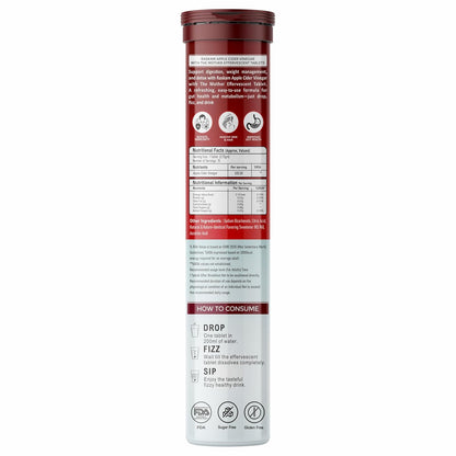 Red and white supplement tube with label on a white background
