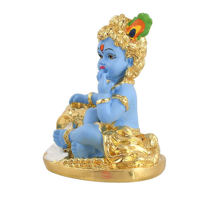 Laddoo Gopal Idol | Bal Gopal Murti Car Dashboard | Baby Krishna Statue | Little Kanha Figurine for Home Temple, Resin