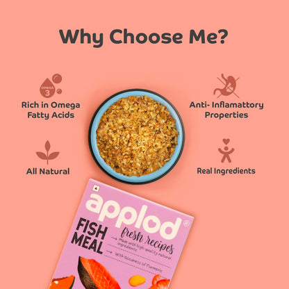 applod Fresh Fish Meal Dog Food for Adult Dogs | High-Protein Fish Recipe with Omega for Healthy Skin & Coat | Easy Digestion & Complete Balanced Nutrition | 100g