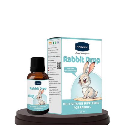 Aniamor Rabbit Multivitamin Drops 30 ml | Biotin, Vitamins A, C, D3, E & B-Complex | Daily Nutritional Supplement for Rabbits | Apple Flavour | All Life Stage
