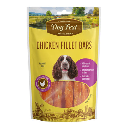 BarkButler x Dogfest Chicken Fillet Bars Treats for Dogs | Meat-First | Human Grade | Natural Ingredients | 0% Artificial Colours & Preservatives | Dog Treats for Adult Dog | 90g