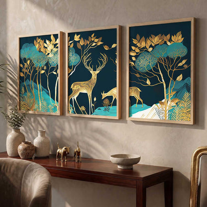 Wood Painting For Wall Decoration - Modern Art Wall Decor Framed Painting For Living Room Bedroom - Framed Wall Posters/Paintings With Frame Set of 3 (Art 12, 10x13 inch)