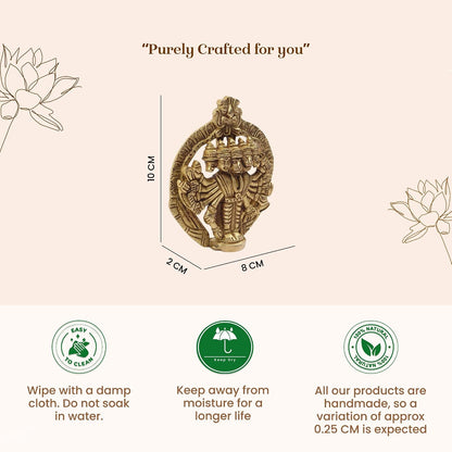 Panchmukhi Hanuman Ji Idol | Brass Five Face Hanuman Sculpture with Radiant Finish for Pooja Room | Festive Gift Idol (Design09: L8 x W2 x H10 cm)
