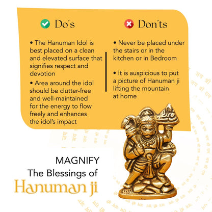 100% Pure Brass Hanuman Ji Murti for Home Puja (Size: 6 cm) | Lord Hanuman Idol for Desk, Car and Home Decor | Balaji Idol | Bajrangbali Murti | Bahubali Hanuman Idol