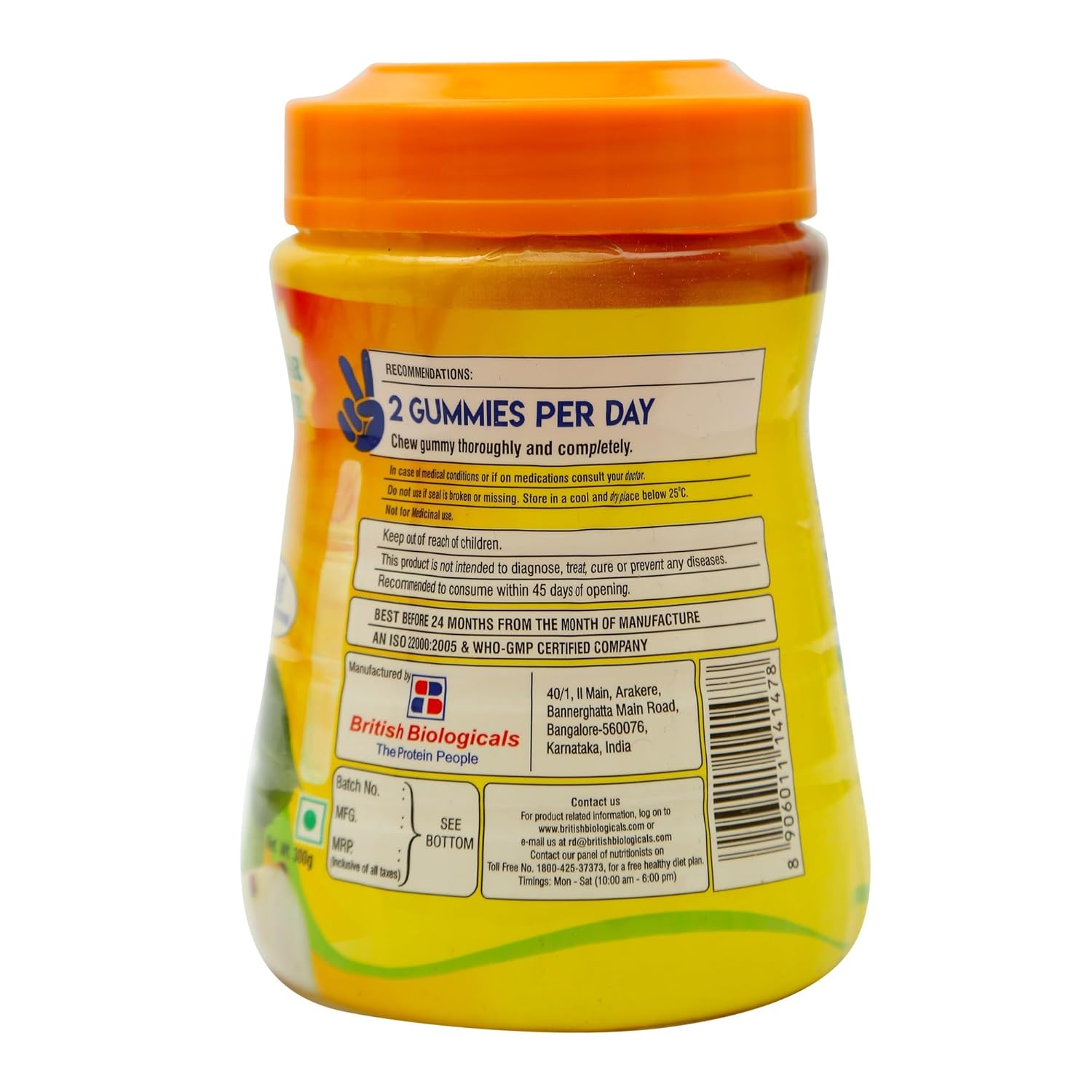 Yellow container with orange lid on a white background