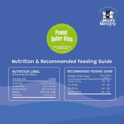 Woof Ministry Peanut Butter Bites for Dogs, Minimal Ingredient Dehydrated Dog Treats (Veg Treats -100 Grams)