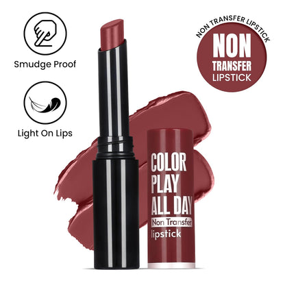 Fashion Colour Play all day Non Transfer Lipstick For Women | Matte Lipstick | Smooth Glide | Waterproof | Longlasting | Paraben-Free Lip Color for All Skin Tones | (Iced Amethyst, 2gm)