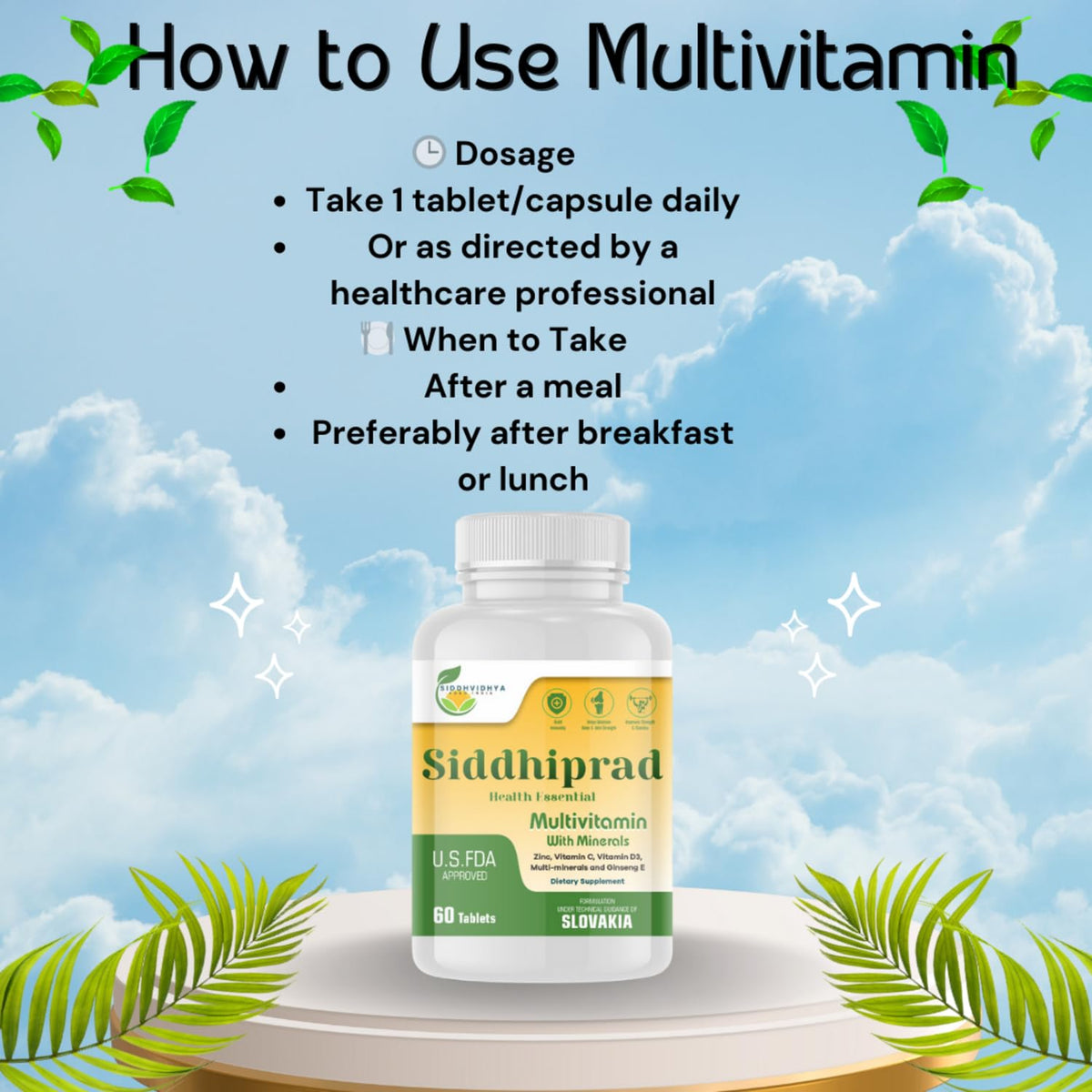 SIDDHIPRAD Complete Nutrition Multivitamin 120 Tablets for Adults_(MOQ-2)| Daily Health Supplement with Vitamins & Minerals, Supports Immunity Booster, Energy, Stamina and Overall Wellness for Men and Women