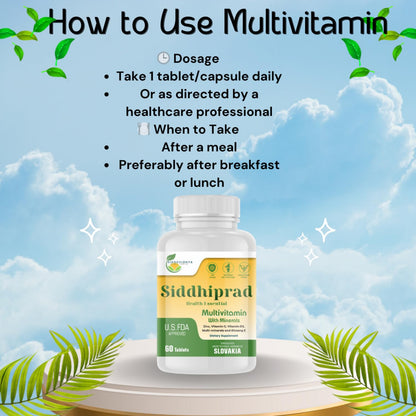 SIDDHIPRAD Complete Nutrition Multivitamin 120 Tablets for Adults_(MOQ-2)| Daily Health Supplement with Vitamins & Minerals, Supports Immunity Booster, Energy, Stamina and Overall Wellness for Men and Women