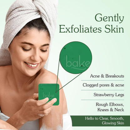 BAKE 10% AHA + 1% BHA Scrub Treatment Soap with Lactic Acid, Glycolic Acid, 1% Salicylic Acid | For Clogged Pores, Exfoliation, Strawberry Skin & Bright Underarms | Soap for Women & Men | 100g x 2