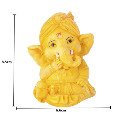 Ganesha Statue Decorative Showpiece Gift Item Best for Home & Office Decor, Car Dashboard and Corporate Gift Items, Ganesh chaturthi Decoration (Yellow Ganesh)