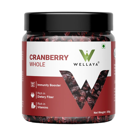 WELLAYA Premium Dried Whole Cranberries | No Fat and Low Calories | High Nutrient and Antioxidant Cranberry Whole Superfood Berries