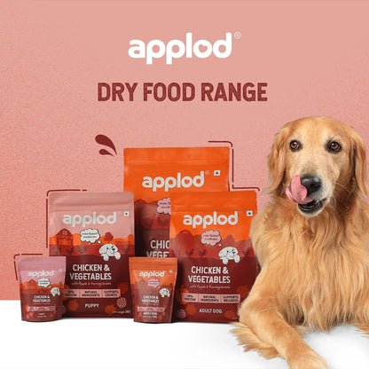 Applod Chicken & Vegetables with Apple & Pomegranate Puppy Dry Dog Food | 30% High-Protein Oven-Baked Nutrition for Growth & Development | Made with Real Ingredients | Vet-Reviewed Formula | 150g