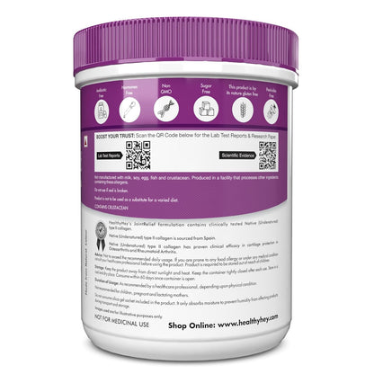 Zephivo HealthyHey Nutrition Jointrelief Collagen Peptide Powder Type 1, 2 & 3 (Hydrolysed) With Glucosamine, Chondroitin, Msm- Support Joint And Cartilage Health - 200G (Orange)
