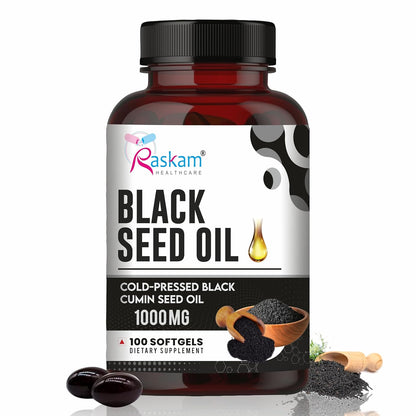 Pure Organic Cold-Pressed Black Seed Oil Softgels - Non-GMO Pure Nigella Sativa Black Cumin Seed Oil for Beauty Immunity & Overall Wellness Support - Thymoquinone-Rich 1000mg Serving 100 softgels