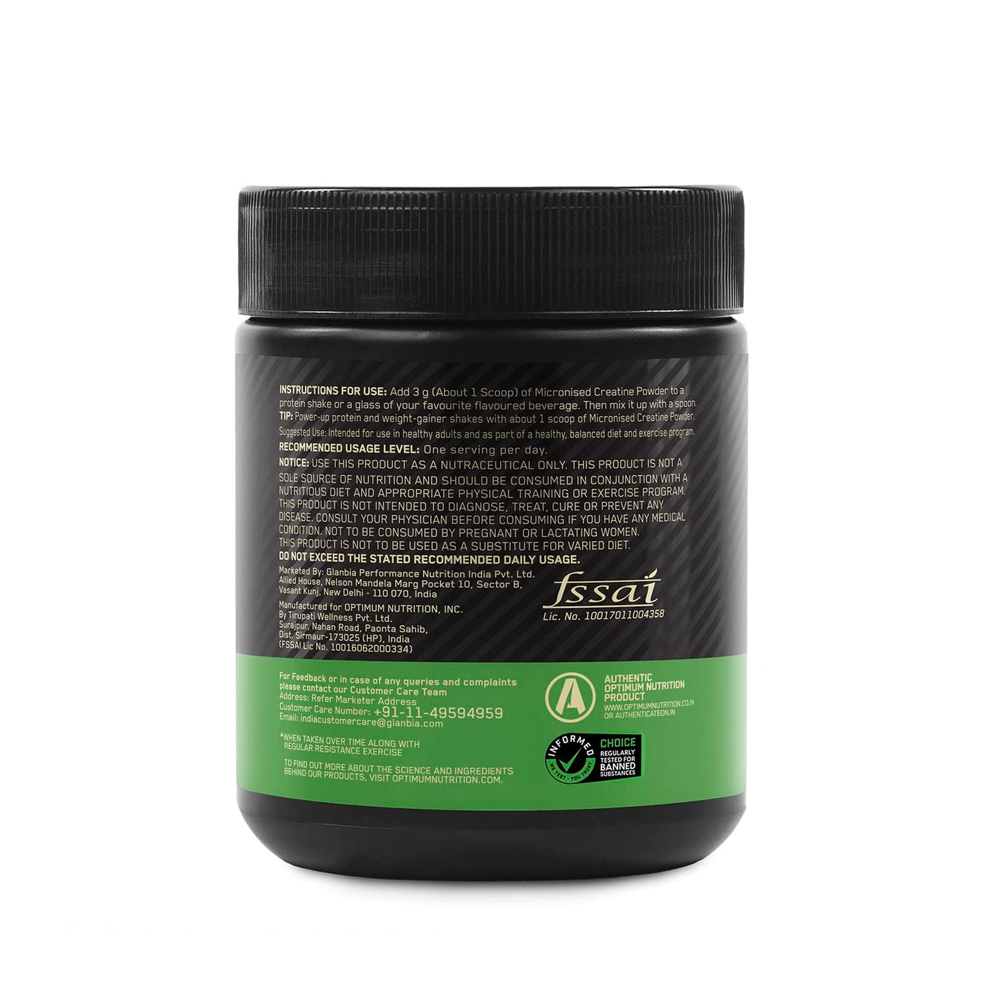 Black container with green label featuring Issai branding on a white background