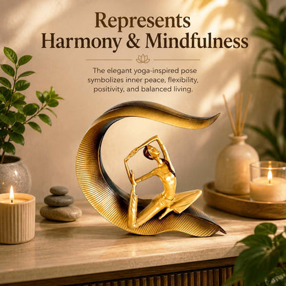 Yoga Lady Statue Polyresin Meditating Woman Figurine for Home & Office Décor 22Cm | Elegant Yoga Showpiece | Zen Décor | Namaste Meditation Idol | Decorative Woman Statue (Gold)