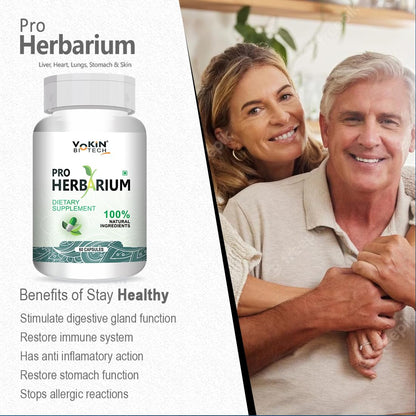 Yokin Biotech Pro Herbarium dietary supplement bottle with a couple embracing on a white background