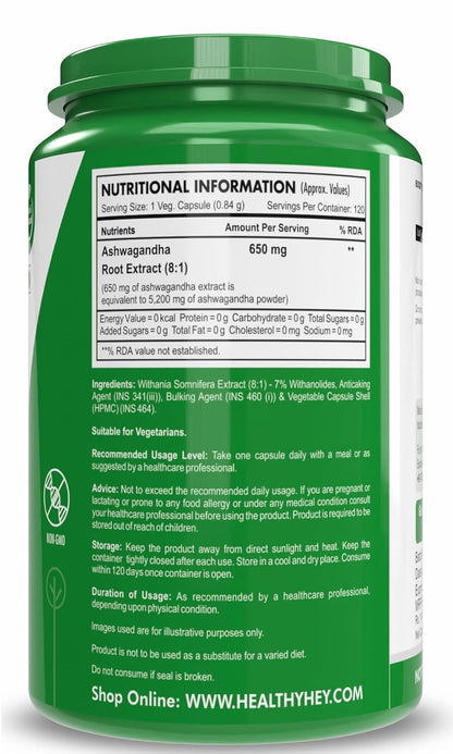 Nutritional information label on a green supplement container