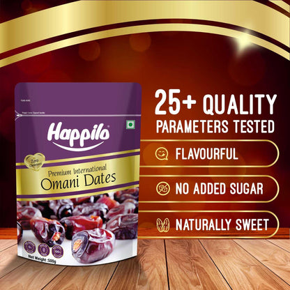 Happilo Premium International Omani Dates 680g | Healthy snacks, Dry fruits, Khajoor, Khajur, Nutritious| Rich in Vitamins & Minerals | Natural Sweetener
