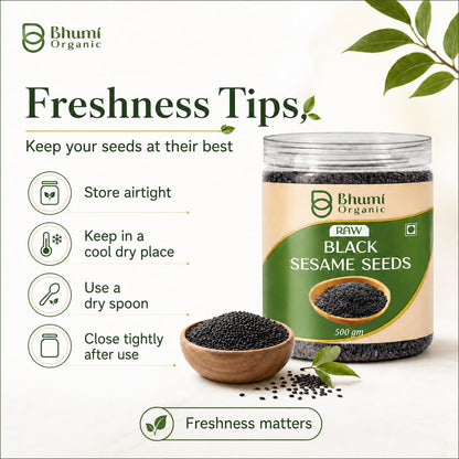 Bhumi Organic Black Sesame Seeds 500g | Til for Eating, Natural Black Gingelly Oil Seed, Nutrient Rich