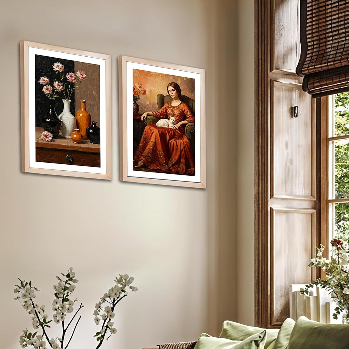 Modern Wall Art, Framed Wall Art, Illustration Art, Set of 2 Wall Art, Brown Frame Art, Living Room Decor, Bedroom Decor, Dining Room Decor, Office Wall Art, Cafe Decor, Hotel Decor, 300 GSM Art Print, 10x13 Inch Wall Art