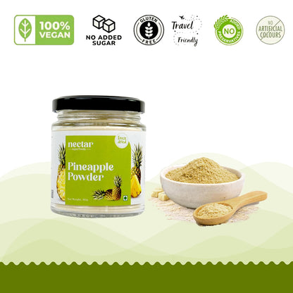 Nectar Superfoods Freeze Dried Pineapple Powder- 80 grams Jar-Pack of 1 Nos 100% Natural | No Added Sugar, Preservative-Free & Vegan | Processed in India