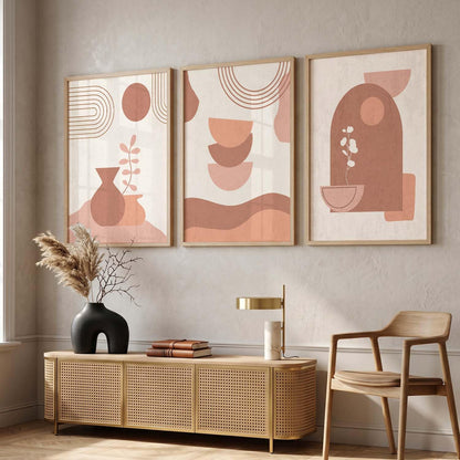 Boho Art Home Decoration Modern Paintings With Frame For Living Room Bed Room Hotel Wall Decor Digital Reprint Set of 3 (13x17 inch)