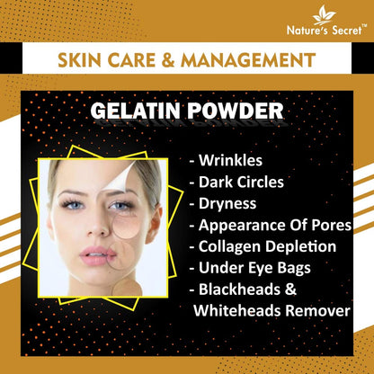 Nature's Secret Gelatine Powder |Size 450 Gm| 99% Protein | FSSAI Approved | Spl. for Making DIY Sweet & Jam, DIY Peel Off Mask, Blackheads & Whiteheads Remover | Effective for Joint Pain