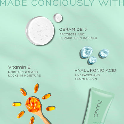 Orimii pH Balance Hydrating Gentle Face Wash For Dry & Oily Skin |Enriched with Ceramides, Vitamin E & Hyaluronic Acid |Soap Free, Non Comedogenic Cleanser 100ml