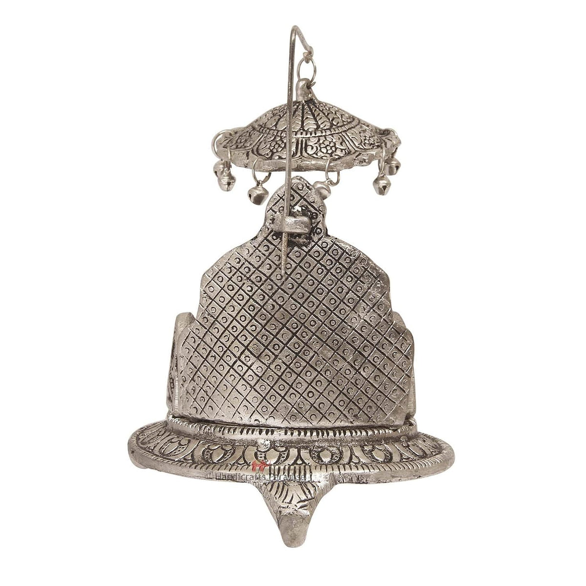 Metal Singhasan with Chhatra Antique Silver Finish Divine Peacock Design Pooja Chowki Seat for Laddu Gopal Temple Decoration - 7 Inch