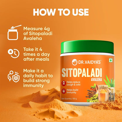 Dr. Vaidya’s Sitopaladi – 100% Ayurvedic Remedy for Cough, Cold & Immunity Support during Winter, 100g | Sitopaladi for Respiratory Health & Phlegm Relief