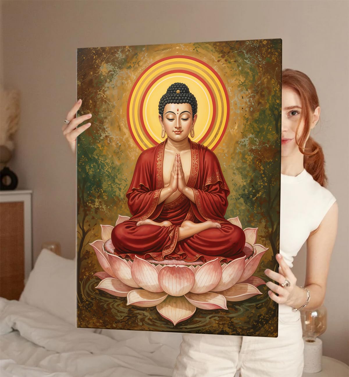 Canvas Buddha Paintings, Multicolor, Abstract, 58.0 X 45.0 cm