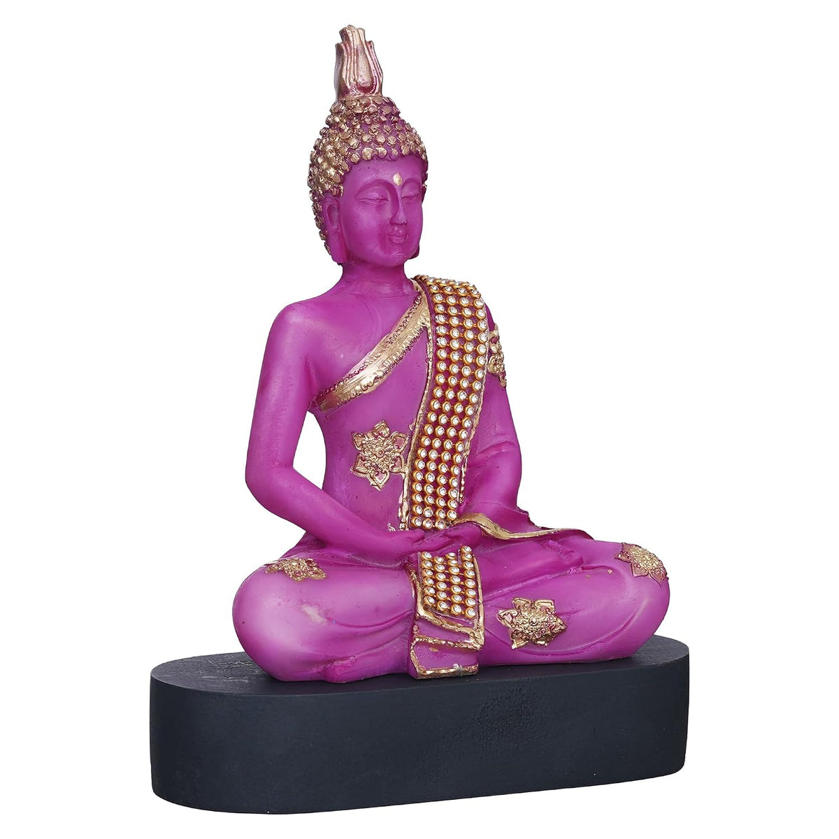 Purple and Golden Resin Handcrafted Meditating Lord Buddha Statue | Serene Home Decor for Living Rooms, Meditation Spaces, and Offices | Spiritual Gift for Diwali, Housewarming