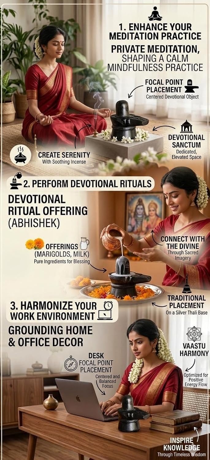 Black Marble Shiv Ling | Shiva Lingam for Home Temple | Mahadev Shankar Bholenath Shiv Ling Idol for Pooja Home Temple Mandir (2 Inch Regular Quality)
