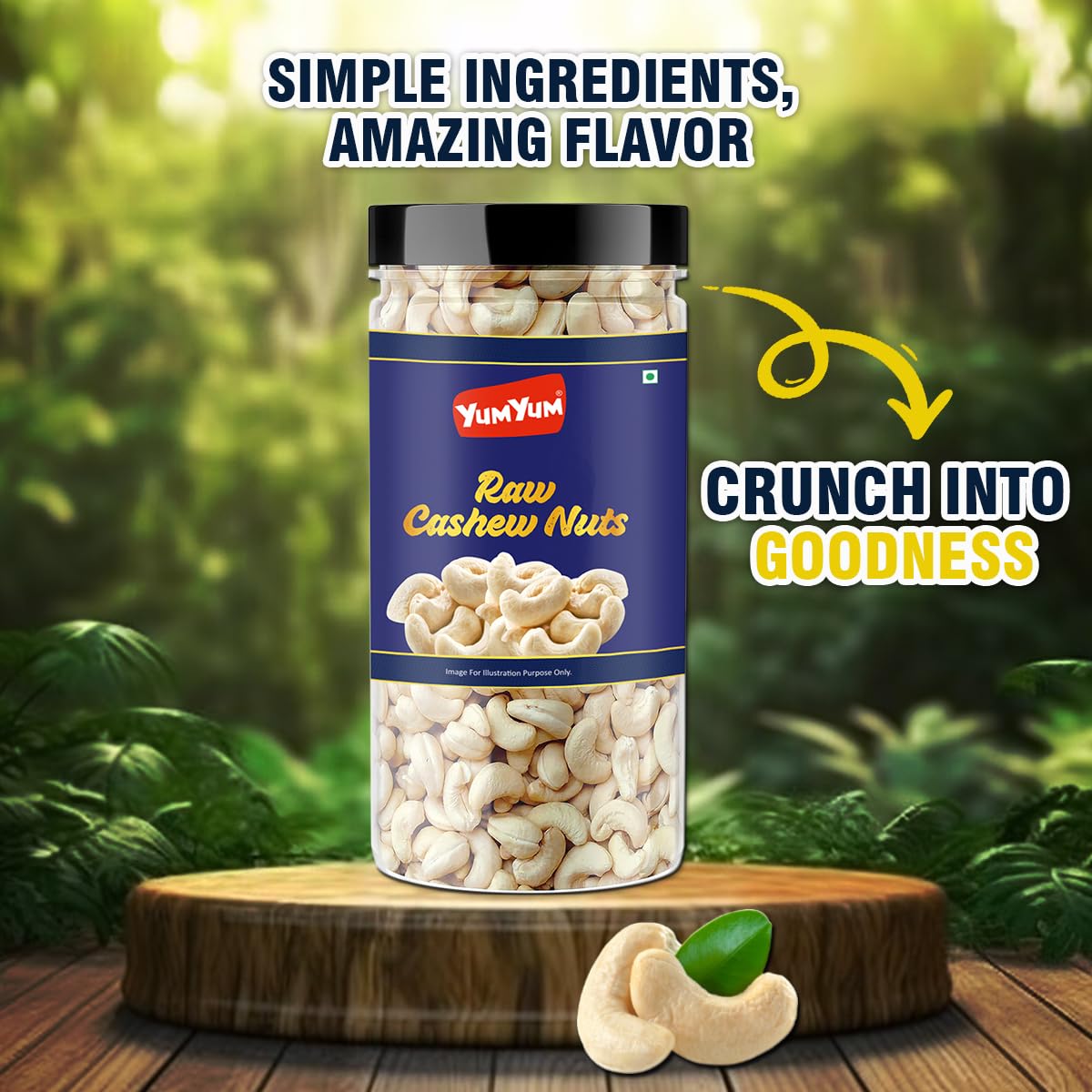 YUM YUM Pure Cashews Whole/Kaju, 500g, Nutritious & Delicious, Premium Kaju nuts, Rich in Protein, Magnesium & Phosphorus, Deluxe Size & Crunchy Nuts Jar