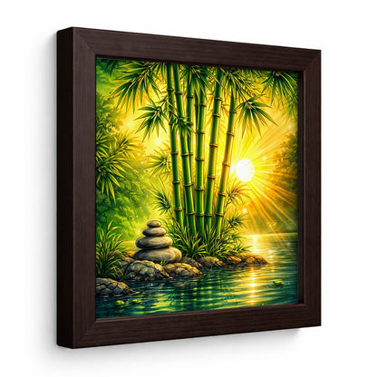 Bamboo Forest Vastu Calm Zen Nature Harmony Green Serenity Tranquil Framed Poster Artwork Decor Painting