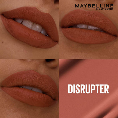 Maybelline New York Superstay Matte Ink Liquid Lipstick, Disrupter | No budge bold color for 16H | Transferproof, Waterproof, Foodproof | Brown skin friendly