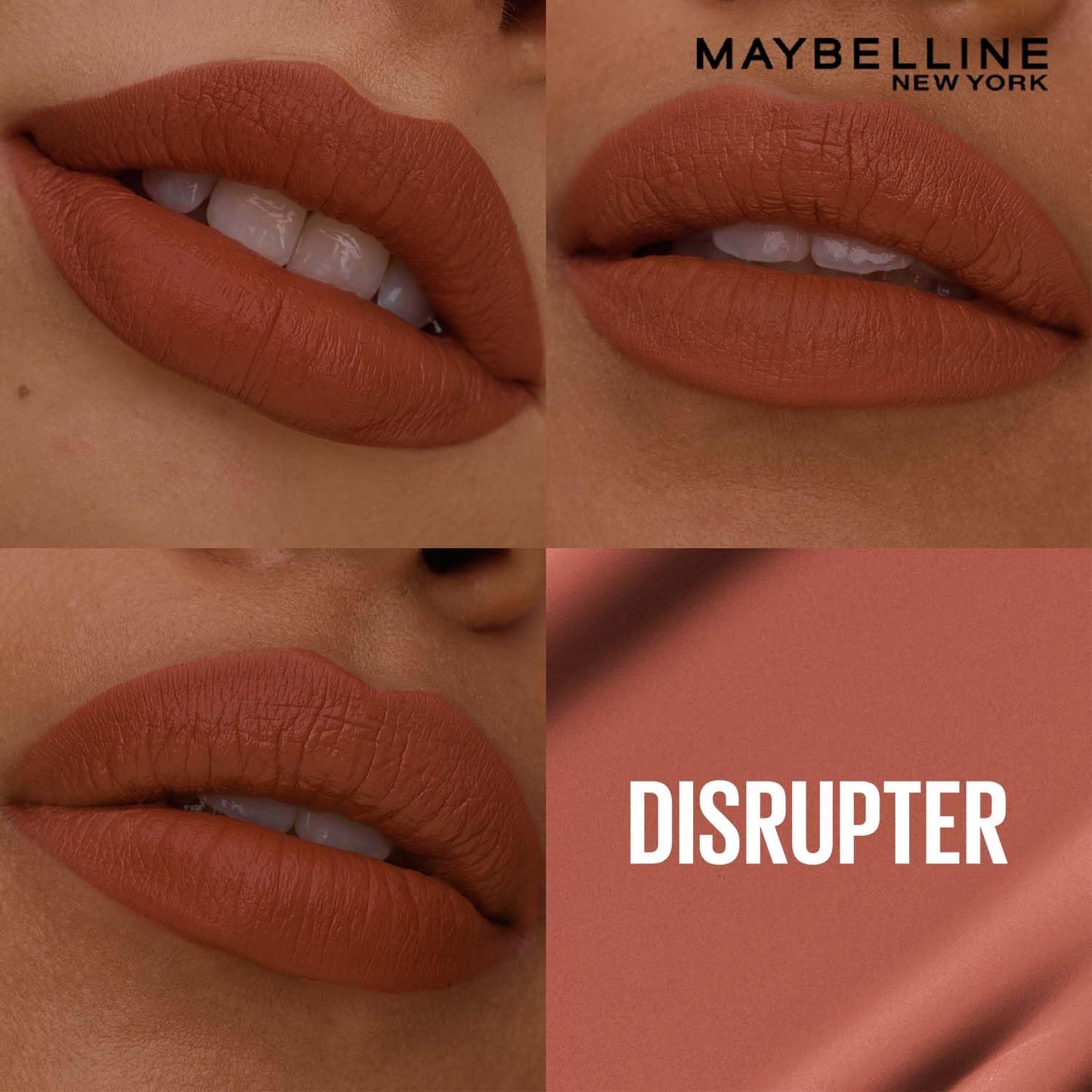 Maybelline New York Superstay Matte Ink Liquid Lipstick, Ground Breaker | No budge bold color for 16H | Transferproof, Waterproof, Foodproof | Brown skin friendly