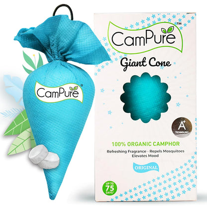 CamPure Camphor Giant Cone (Pack Of 1) - 100% Organic | Air Freshener For Car, Wardrobe, Office Cabin's, Drawers, Travel Bag & Bathroom