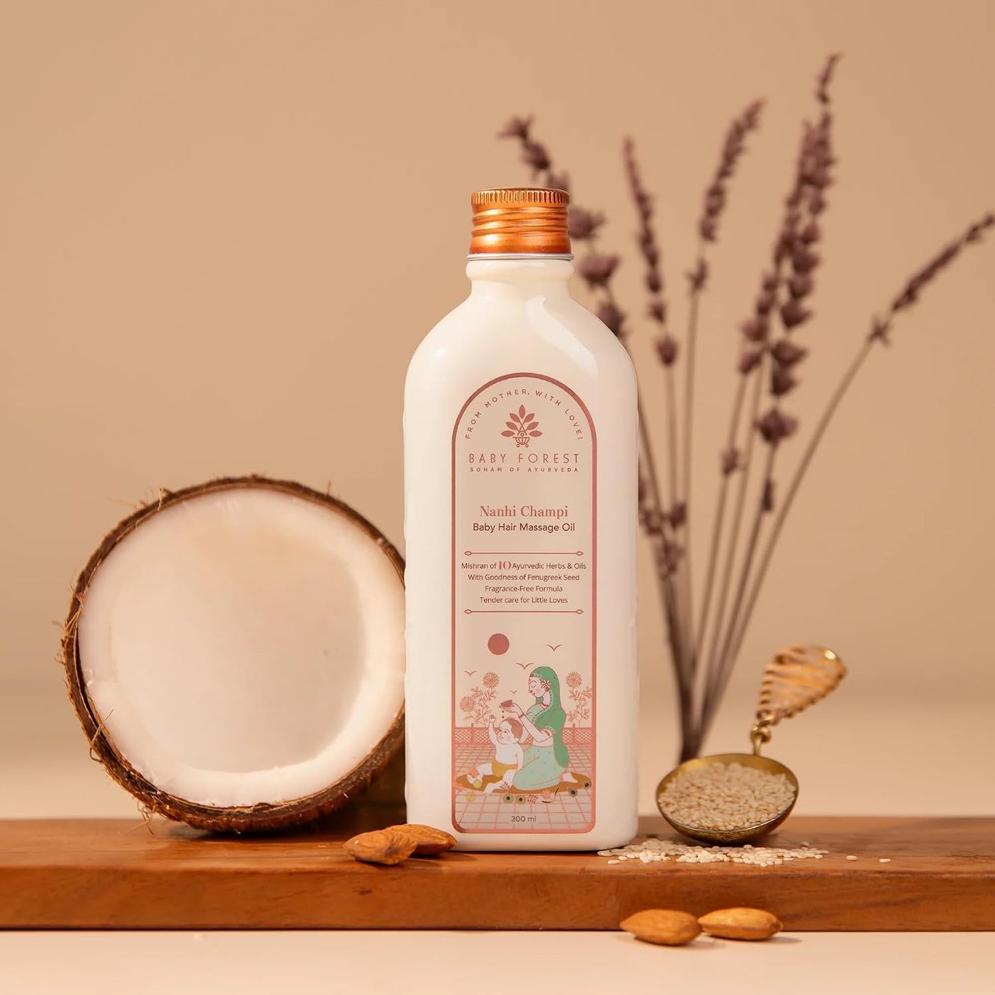 Baby Forest Nanhi Champi Baby Hair Oil | With 10 Ayurvedic Herbs & Oils Including Argan, Fenugreek & Bhringraj | Natural Hair Growth Oil for Babies | Derma Safe, Vegan, Cruelty-Free | 200ml