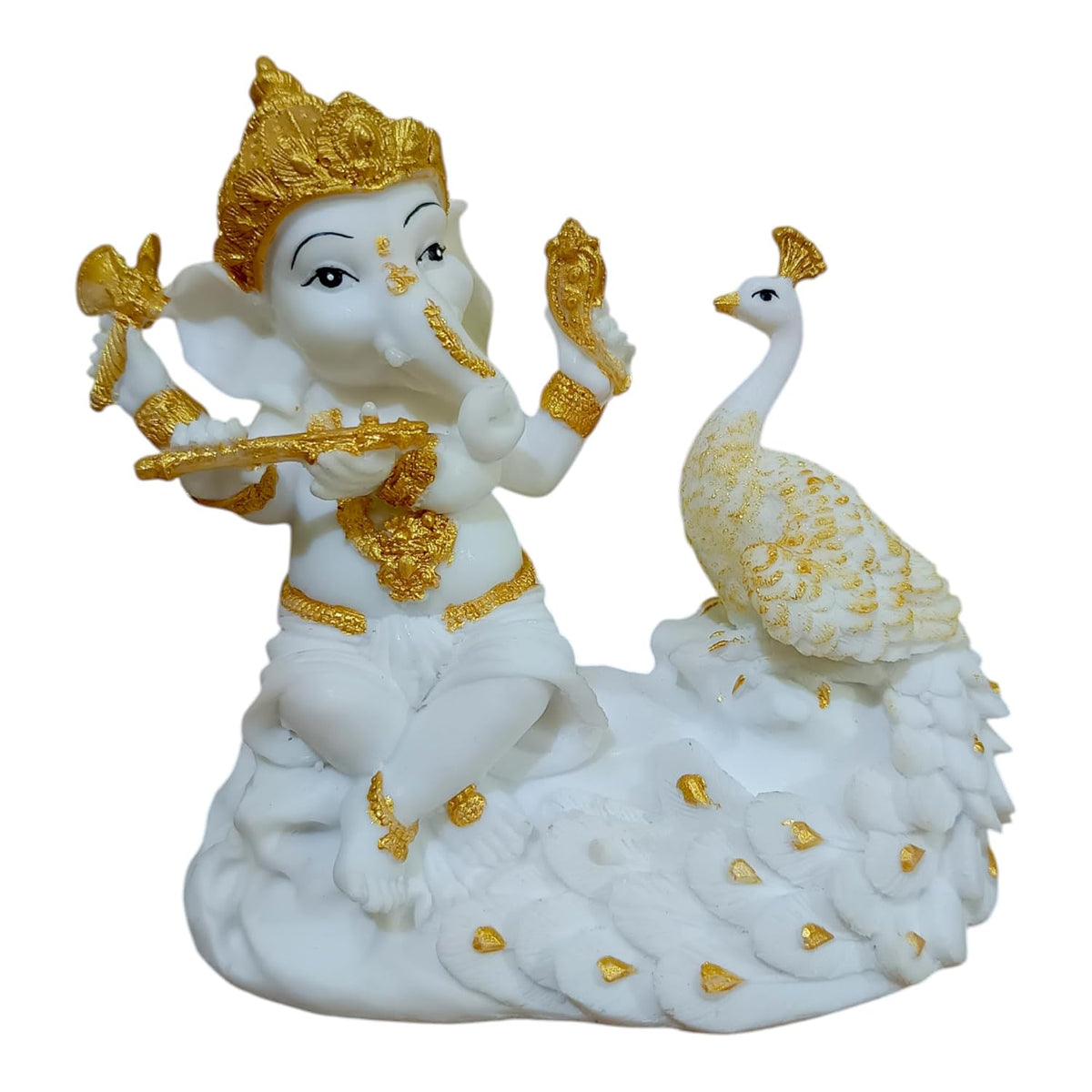 Ganesha Ganesh Ganpati Gajanan Statue Idol Murti Gift Item Decorative Showpiece Multicolor Polyresin Pack of 1 (B014)