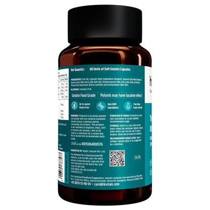 Hk vitals 3X Strength Omega-3 Fish Oil Supplement (60 Capsules) | 1150mg Fish Oil, 525mg EPA & 375mg DHA | For Healthy Heart & Joints | Men & Women