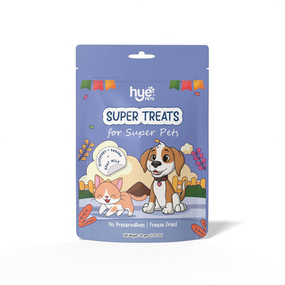 HYE Pets Super Treats for Super Pets – Freeze Dried Treats Made with Goat Milk, Blueberry & Banana | 30g
