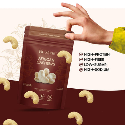 Nutslane Premium African Natural Cashews, Kaju Badam, Dry Fruits, Nuts, Crunchy Healthy Snack, Rich in Protein & Nutrients, No preservatives