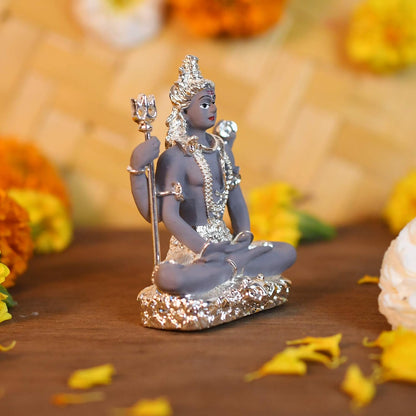Ceramic Military Electroplating Shiva Idol, 3.4 Inches, Multicolour