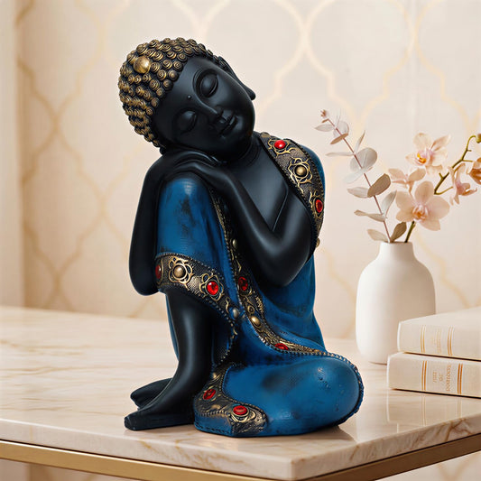 Buddha Idol Statue | Show Pieces for Home Decor Living Room (Blue Black)