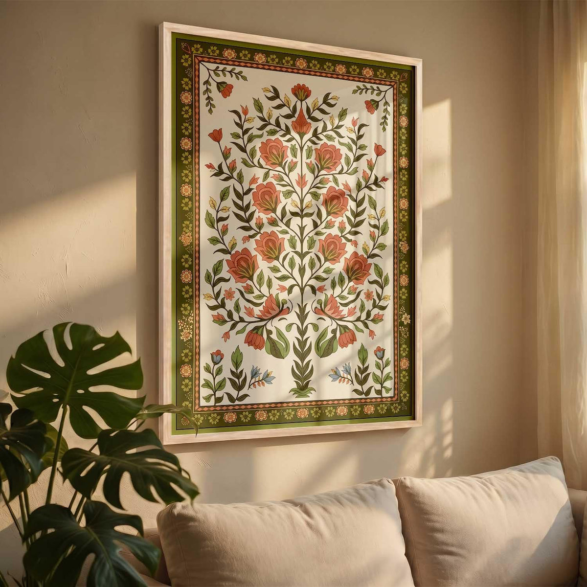 Art Wall Painting Indian Traditional Madhubani With Frame Home Decoration For Living Room Bed Room Hotel Wall Decor Digital Reprint (14X20 inch)